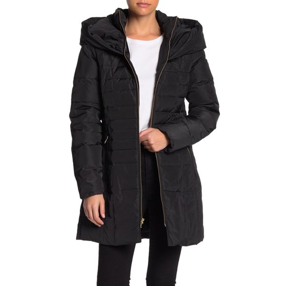 $400 COLE HAAN Zip Front Down Jacket PARKA PUFFER WINTER COAT BLACK XL - Picture 1 of 8